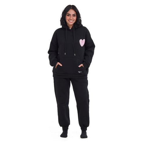 Women Black Self Love Era Oversize Hoodie Set